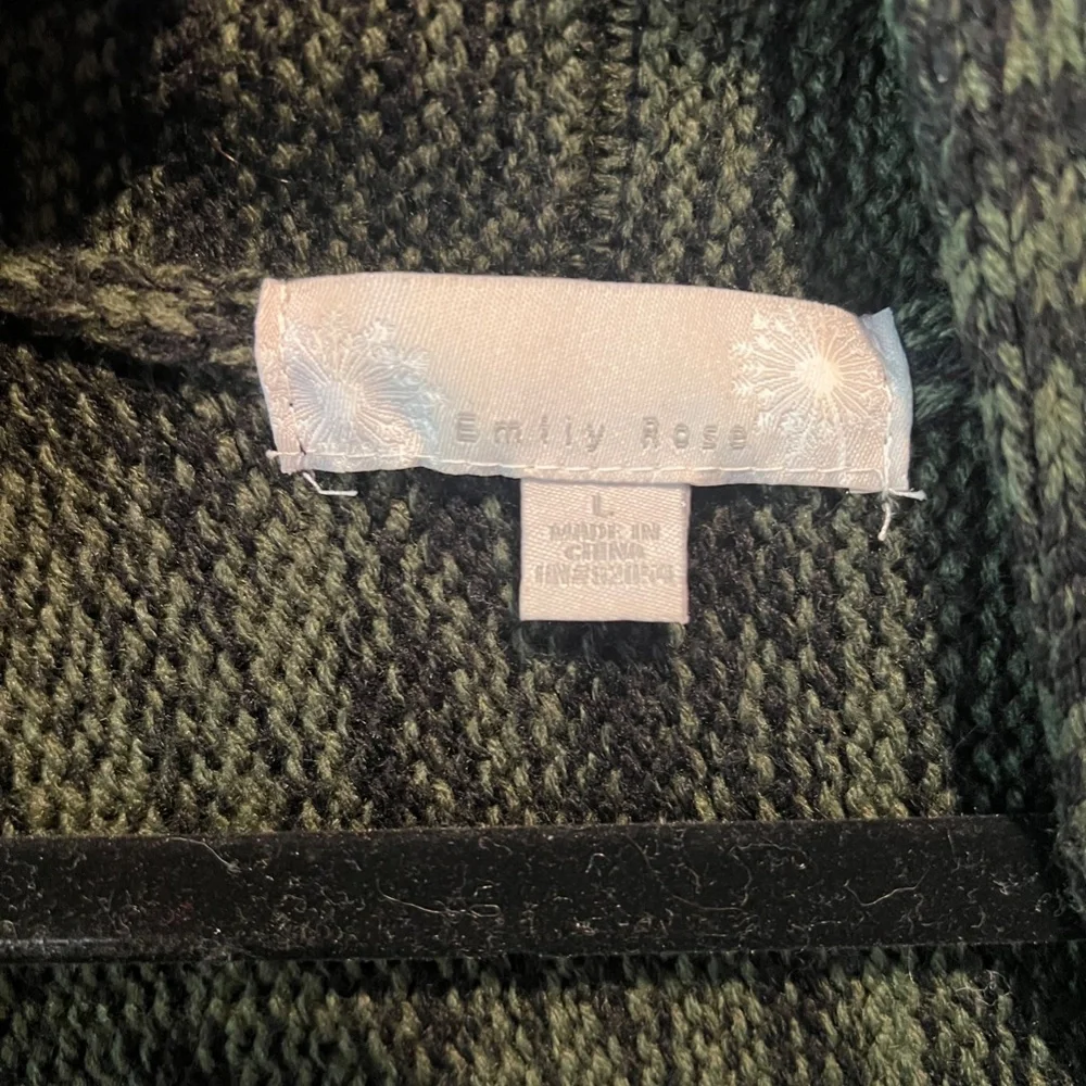 Emily Rose Deb Zipper Detail Long Sleeve Green and Black Cardigan Women's size L